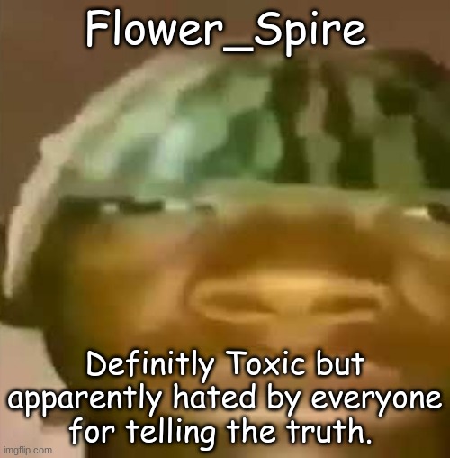 Crap post 8: Spire | Flower_Spire; Definitly Toxic but apparently hated by everyone for telling the truth. | made w/ Imgflip meme maker