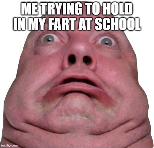 Fart | ME TRYING TO HOLD IN MY FART AT SCHOOL | image tagged in fat person being shocked | made w/ Imgflip meme maker