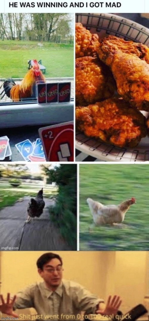 Found this on Dark_humour | image tagged in shit just went from 0 to 100 real quick,dark humor,chicken,chicken wings,uno,stop reading the tags | made w/ Imgflip meme maker