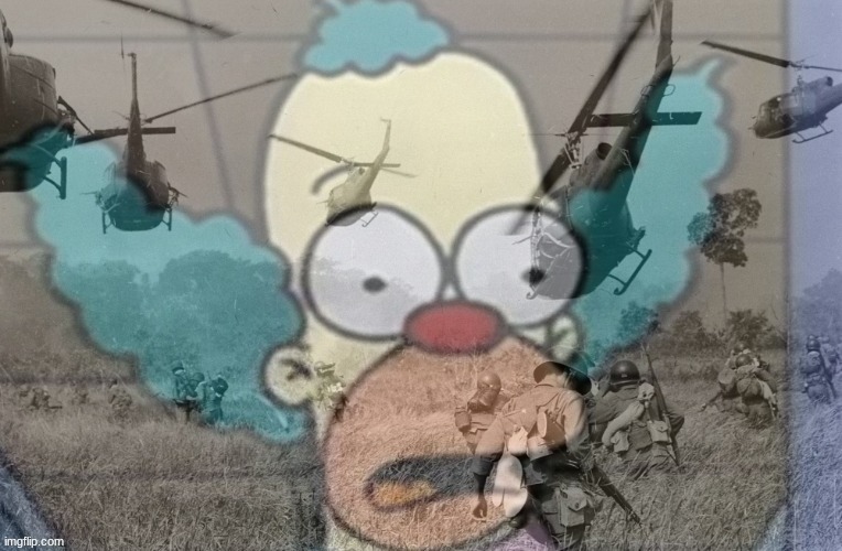 krusty war flashback | image tagged in krusty war flashback | made w/ Imgflip meme maker