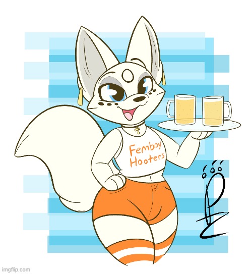 By PawzzyPawzbourne | image tagged in furry,femboy,hooters,cute,thicc | made w/ Imgflip meme maker