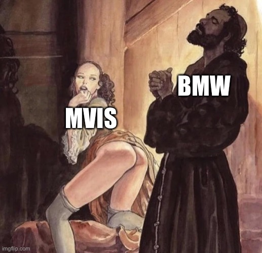 Monk Temptation | BMW; MVIS | image tagged in monk temptation | made w/ Imgflip meme maker