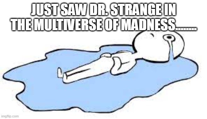 I just......Imma go cry now.... |  JUST SAW DR. STRANGE IN THE MULTIVERSE OF MADNESS........ | image tagged in laying and crying,dr strange,marvel | made w/ Imgflip meme maker