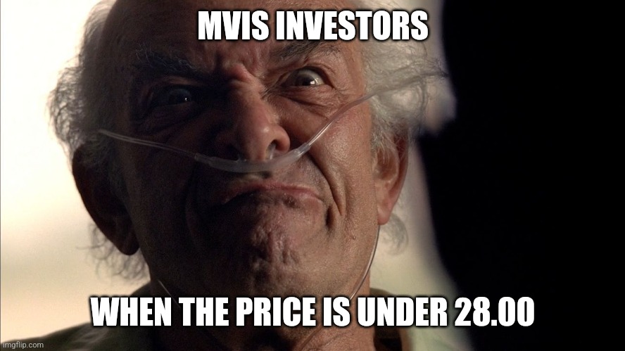 Hector Salamanca | MVIS INVESTORS; WHEN THE PRICE IS UNDER 28.00 | image tagged in hector salamanca | made w/ Imgflip meme maker