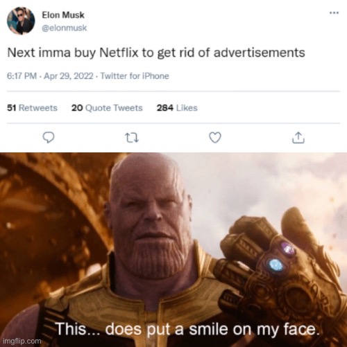 This guy is the hero we deserve | image tagged in netflix,avengers infinity war,but this does put a smile on my face,elon musk,memes,funny | made w/ Imgflip meme maker