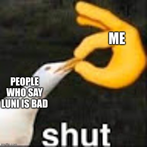 luni is good, so quit with the crap and shut your trap | ME; PEOPLE WHO SAY LUNI IS BAD | image tagged in gacha club | made w/ Imgflip meme maker