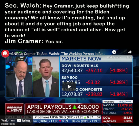 Jim Cramer gets read the Biden Riot Act and steps back in line... | image tagged in memes,politics | made w/ Imgflip meme maker