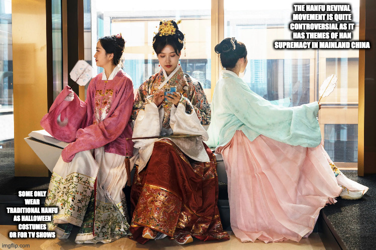 Hanfu Revival Movement | THE HANFU REVIVAL MOVEMENT IS QUITE CONTROVERSIAL AS IT HAS THEMES OF HAN SUPREMACY IN MAINLAND CHINA; SOME ONLY WEAR TRADITIONAL HANFU AS HALLOWEEN COSTUMES OR FOR TV SHOWS | image tagged in clothing,memes | made w/ Imgflip meme maker