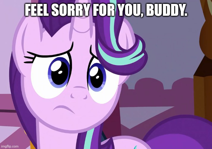 Sad Glimmer (MLP) | FEEL SORRY FOR YOU, BUDDY. | image tagged in sad glimmer mlp | made w/ Imgflip meme maker