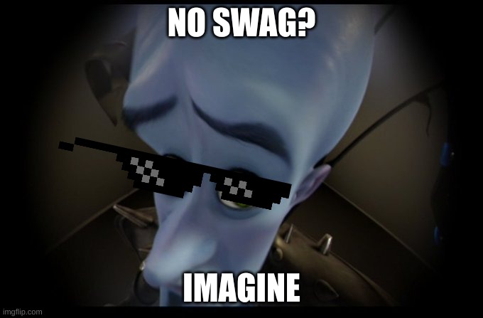 No swag? | NO SWAG? IMAGINE | image tagged in megamind no bitches | made w/ Imgflip meme maker