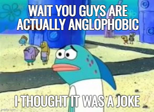 / | WAIT YOU GUYS ARE ACTUALLY ANGLOPHOBIC I THOUGHT IT WAS A JOKE | image tagged in rmk,anglophobia,ip users bunch of racists | made w/ Imgflip meme maker