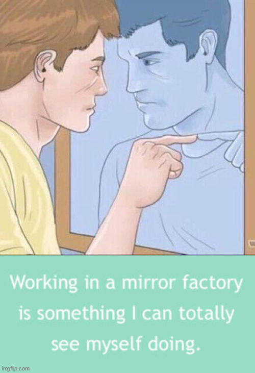 image tagged in pointing mirror guy,eye roll | made w/ Imgflip meme maker
