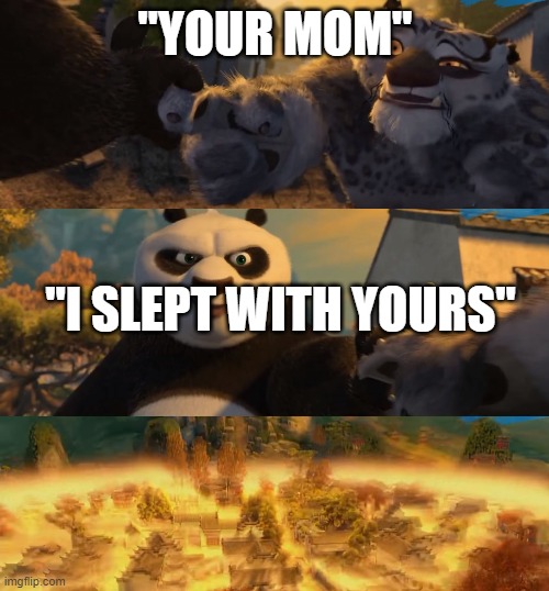 Kung Fu Panda counterpt | "YOUR MOM" "I SLEPT WITH YOURS" | image tagged in kung fu panda counterpt | made w/ Imgflip meme maker