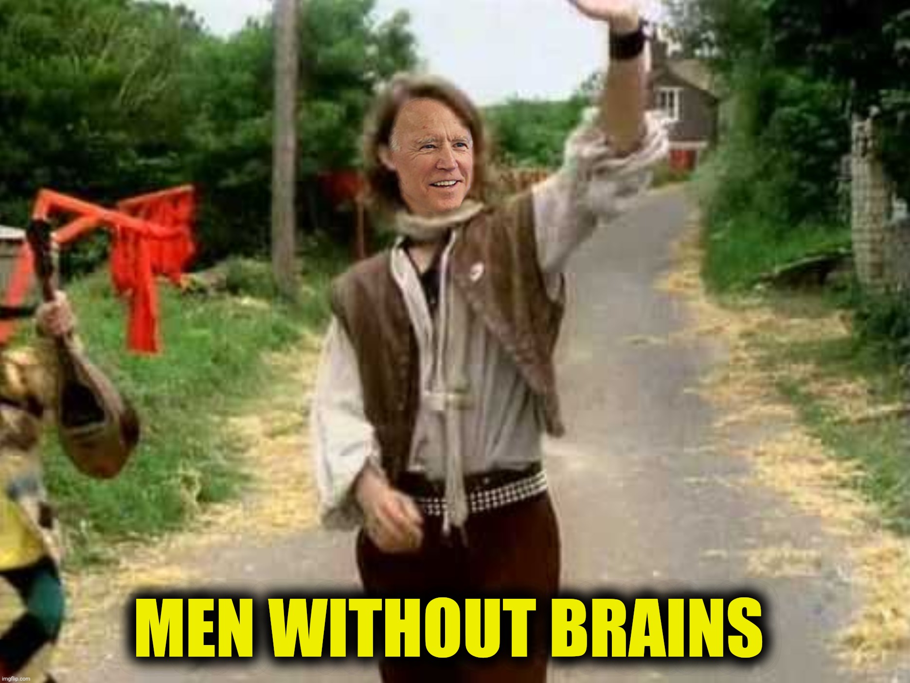 Bad Photoshop Sunday presents:  The Safety Dunce |  MEN WITHOUT BRAINS | image tagged in bad photoshop sunday,joe biden,the safety dance,men without hats,men without brains | made w/ Imgflip meme maker