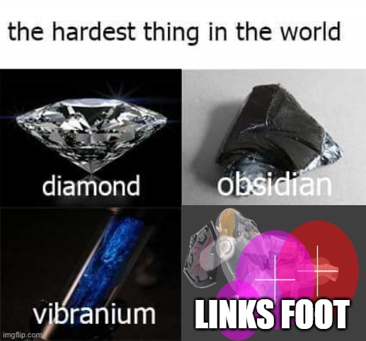 Links foot beats everything |  LINKS FOOT | image tagged in the hardest thing in the world | made w/ Imgflip meme maker