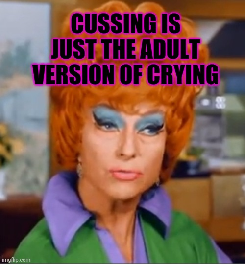 Endora | CUSSING IS JUST THE ADULT VERSION OF CRYING | image tagged in endora | made w/ Imgflip meme maker