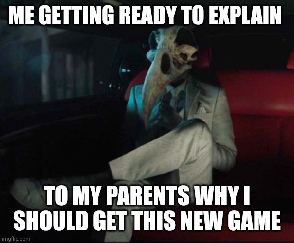 Pro slideshows go brrr | ME GETTING READY TO EXPLAIN; TO MY PARENTS WHY I SHOULD GET THIS NEW GAME | image tagged in moon knight suit | made w/ Imgflip meme maker
