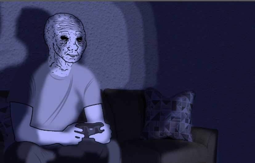Wojak sitting on couch Blank Meme Template