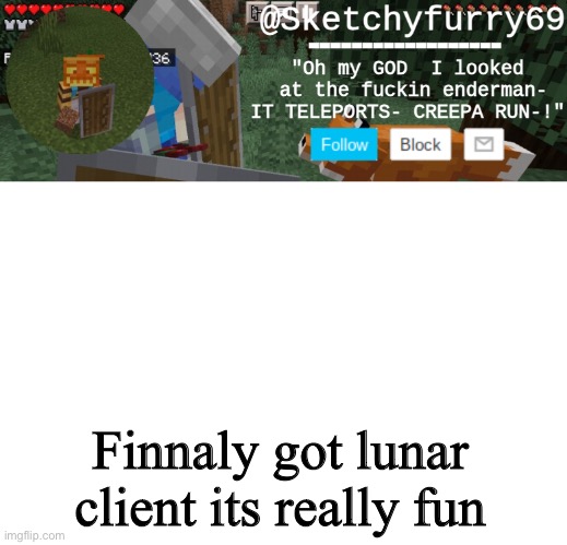 Lunar client is soooooo good on hypixel | Finnaly got lunar client its really fun | image tagged in minecraft,memes | made w/ Imgflip meme maker