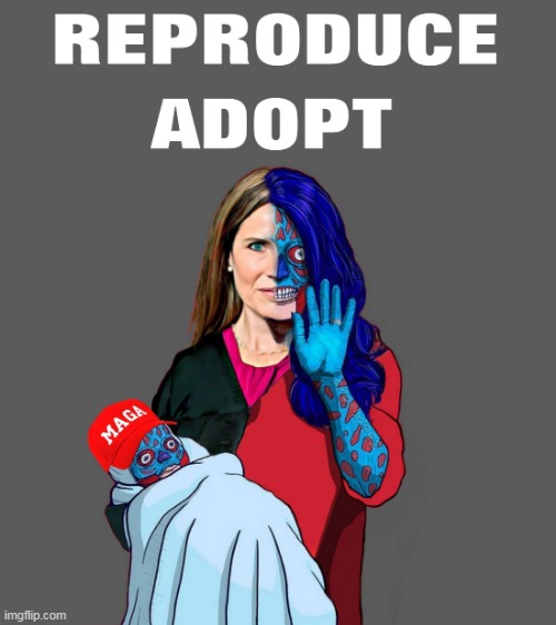 image tagged in amy coney barrett,clown car republicans,they live,aliens,abortion rights,horror movies | made w/ Imgflip meme maker
