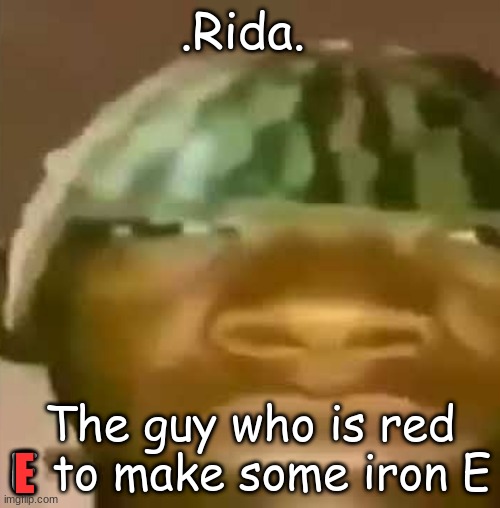 Crap Post 37: .Rida. | .Rida. The guy who is red E to make some iron E; E | made w/ Imgflip meme maker