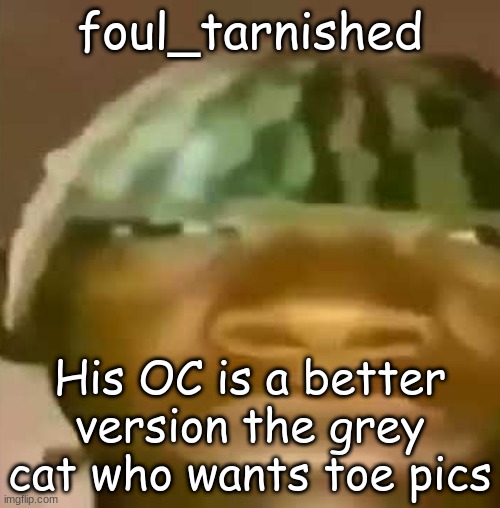 Crap Post 39: foul_tarnished | foul_tarnished; His OC is a better version the grey cat who wants toe pics | made w/ Imgflip meme maker