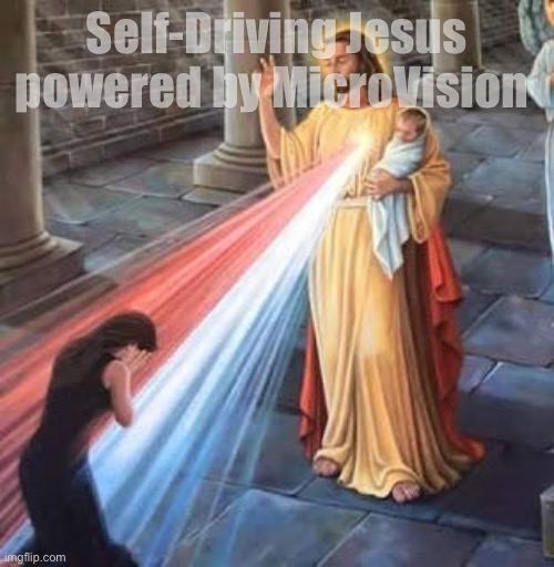Self-Driving Jesus powered by MicroVision | made w/ Imgflip meme maker