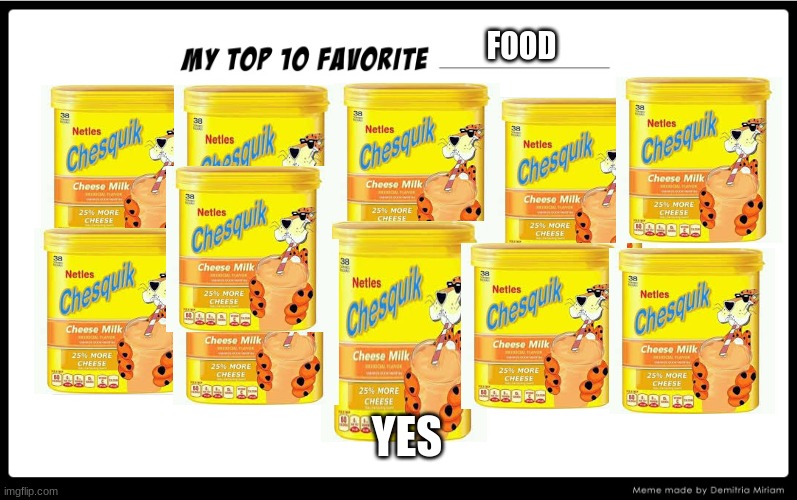 My top 10 | FOOD; YES | image tagged in my top 10 | made w/ Imgflip meme maker
