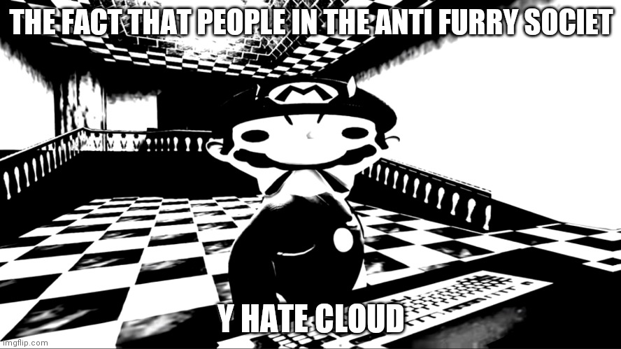 Very angry mario | THE FACT THAT PEOPLE IN THE ANTI FURRY SOCIET; Y HATE CLOUD | image tagged in very angry mario | made w/ Imgflip meme maker