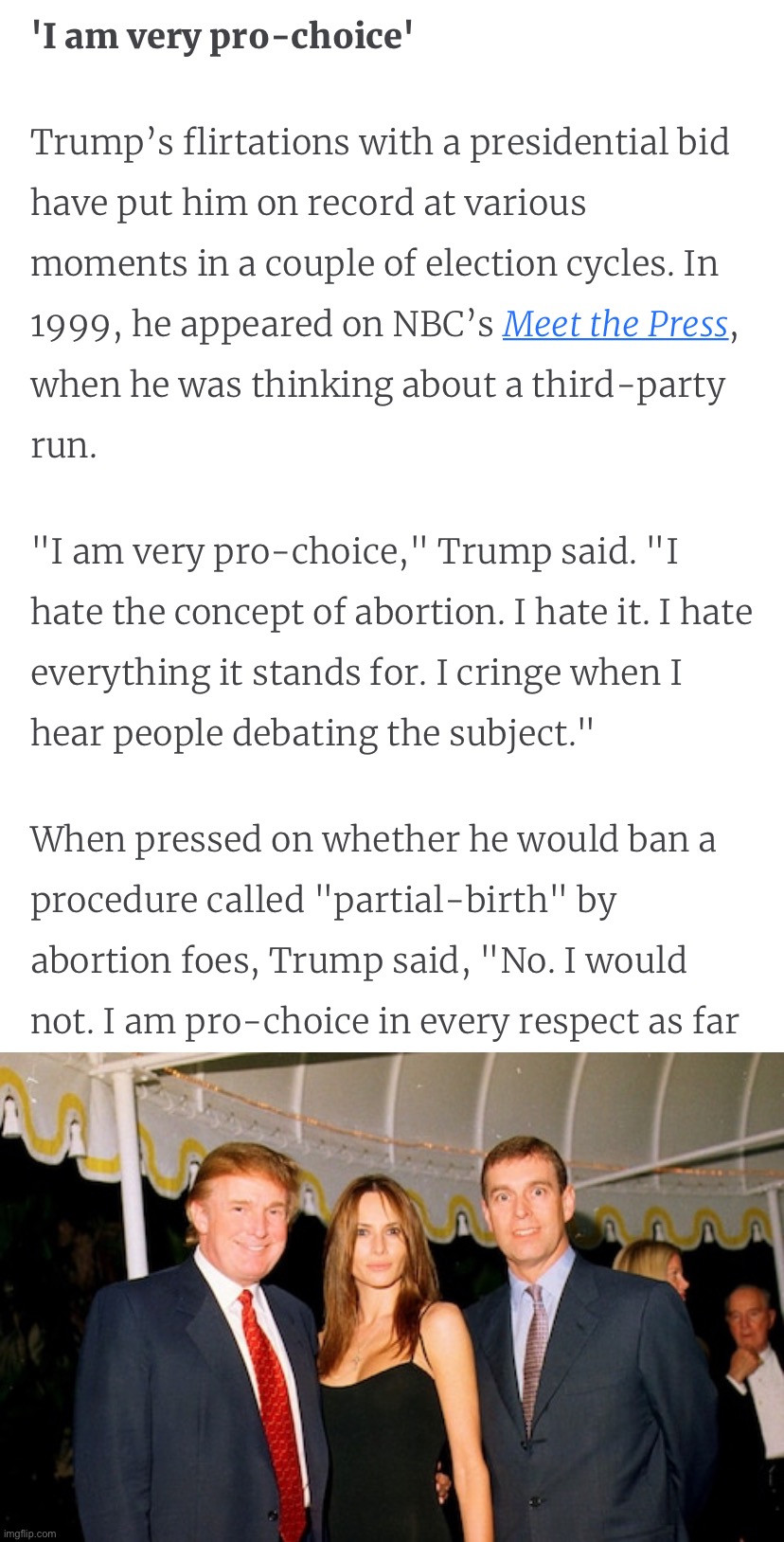 Donald Trump had a change of heart. Living proof there is hope for all liberals! | image tagged in donald trump very pro-choice,pro-choice,pro-life,donald trump,trump,liberals | made w/ Imgflip meme maker