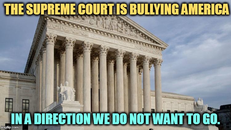 Ultimately the Court will lose, but first, women will die. | THE SUPREME COURT IS BULLYING AMERICA; IN A DIRECTION WE DO NOT WANT TO GO. | image tagged in supreme court,bullying,right wing,insanity | made w/ Imgflip meme maker