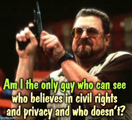 Republicans think it's something they can do to other people. Payback is heck. | Am I the only guy who can see; who believes in civil rights 
and privacy and who doesn't? | image tagged in gun,democrats,civil rights,womens rights,republicans,wrong | made w/ Imgflip meme maker