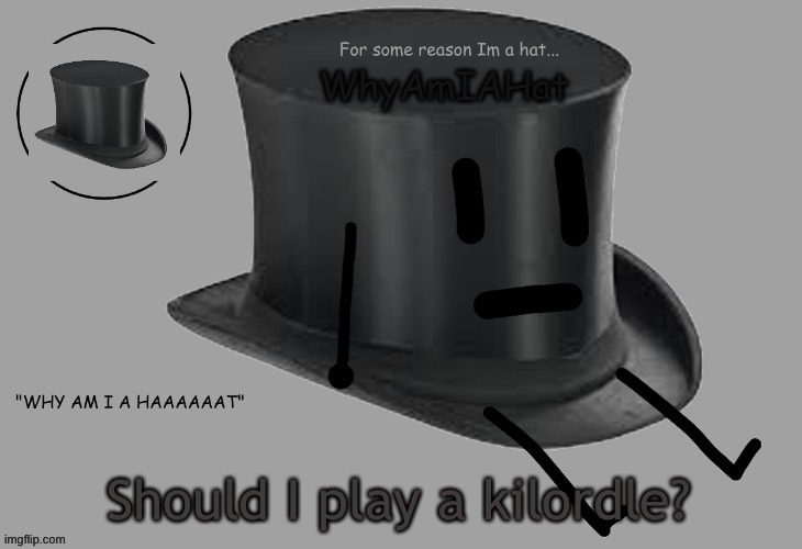 Hat announcement temp | Should I play a kilordle? | image tagged in hat announcement temp | made w/ Imgflip meme maker