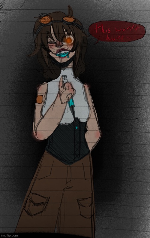 Drew (traditionally) and colored (digitally) a redesign of my CreepyPasta oc, Tori! :) | made w/ Imgflip meme maker