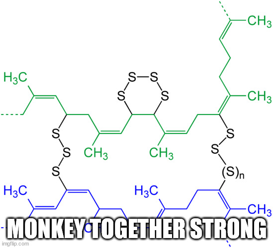 Vulcanization be all like | MONKEY TOGETHER STRONG | image tagged in vulcanization | made w/ Imgflip meme maker