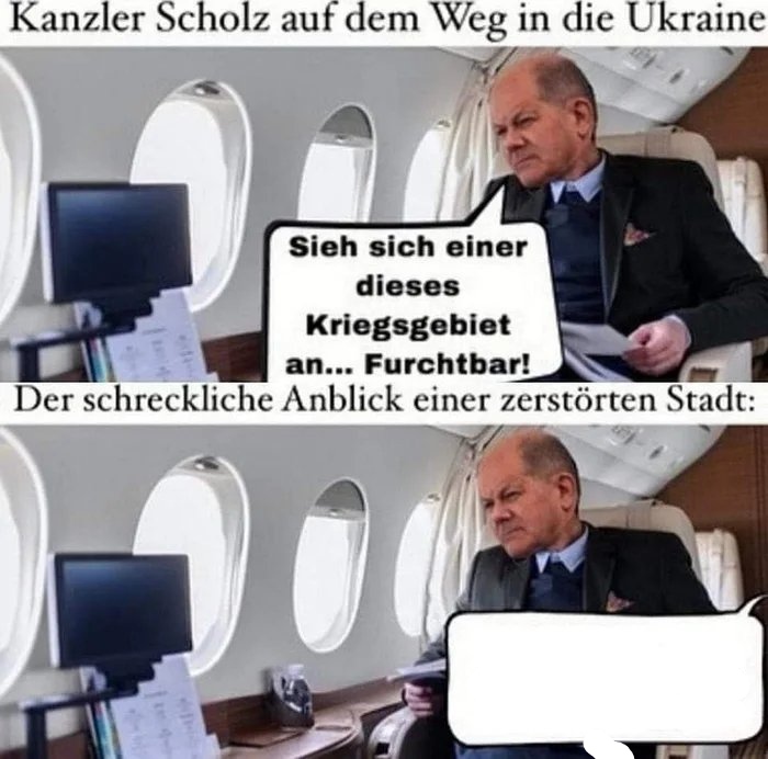 Olaf Scholz plane Blank Meme Template