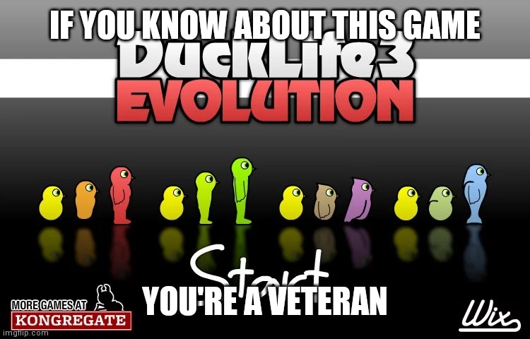 If you know about this game, you are veteran | IF YOU KNOW ABOUT THIS GAME; YOU'RE A VETERAN | image tagged in duck life 3,nostalgia,veteran,duck,kiwi,gaming | made w/ Imgflip meme maker