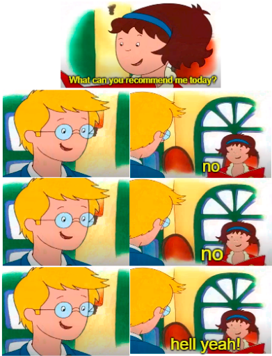 High Quality Caillou's mom and the waiter Blank Meme Template