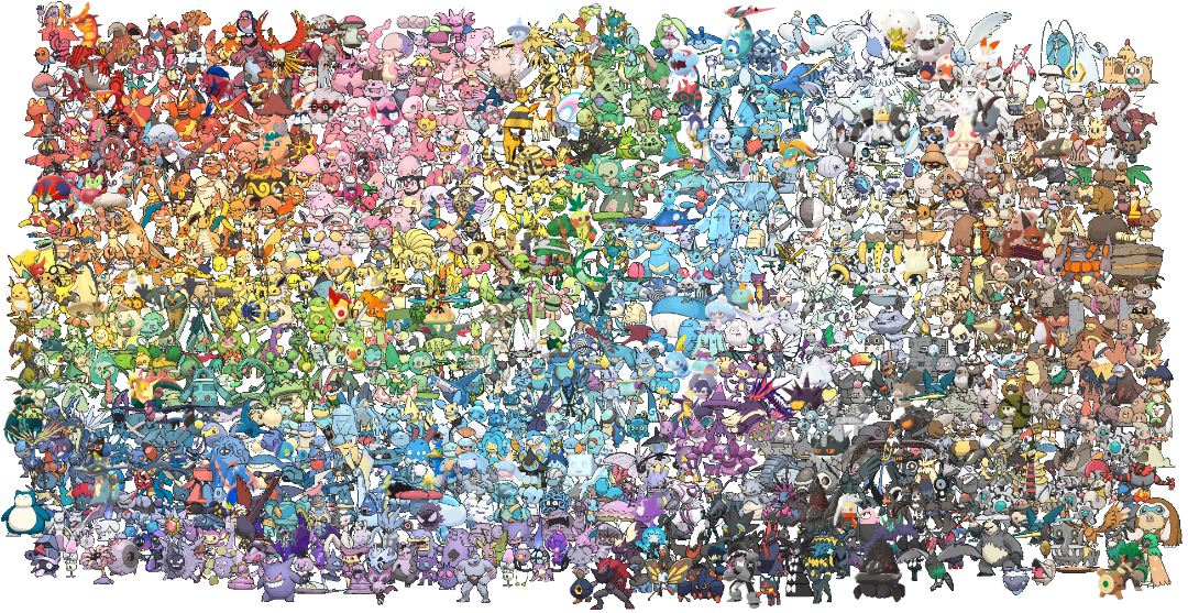 High Quality Every Pokémon in a Rainbow Blank Meme Template