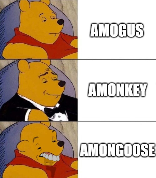 Best,Better, Blurst | AMOGUS; AMONKEY; AMONGOOSE | image tagged in best better blurst | made w/ Imgflip meme maker