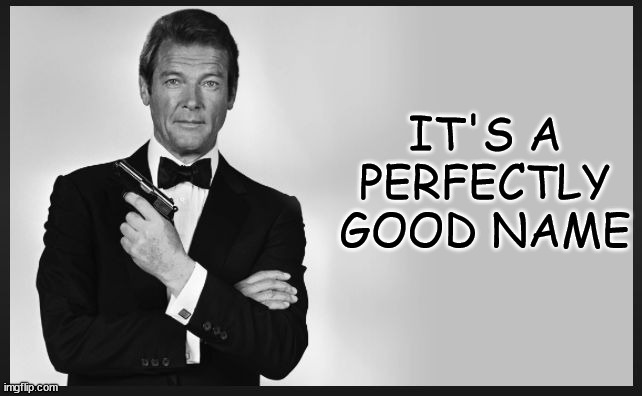 roger Moore | IT'S A PERFECTLY GOOD NAME | image tagged in roger moore | made w/ Imgflip meme maker