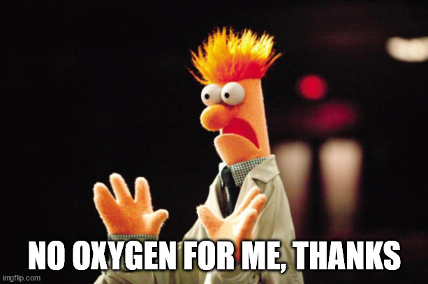 Beaker Freak Out | NO OXYGEN FOR ME, THANKS | image tagged in beaker freak out | made w/ Imgflip meme maker