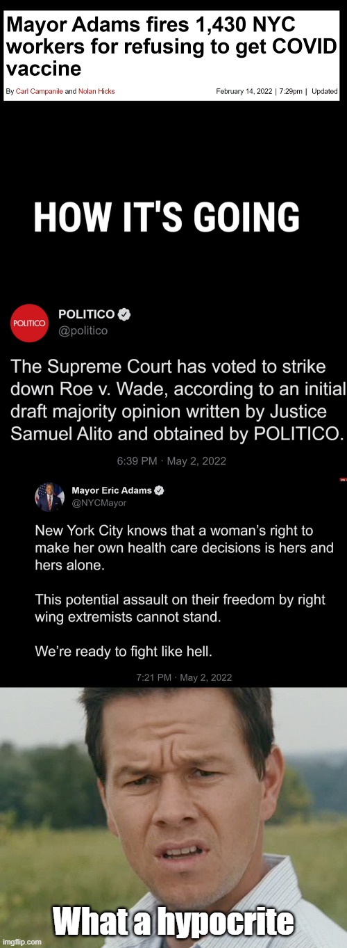 What makes it all worse is that Adams acted like a fair centrist to get votes and win | What a hypocrite | image tagged in huh,tweets,new york | made w/ Imgflip meme maker