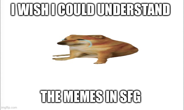 pls help how do I understand your ways | I WISH I COULD UNDERSTAND; THE MEMES IN SFG | image tagged in white background | made w/ Imgflip meme maker
