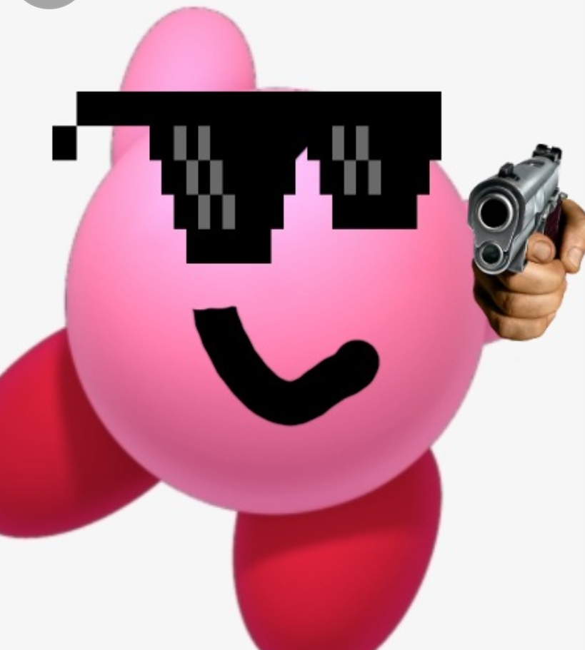 Kirby with a gun Blank Meme Template