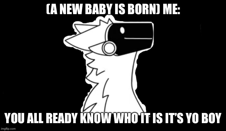 Protogen but dark background | (A NEW BABY IS BORN) ME: YOU ALL READY KNOW WHO IT IS IT’S YO BOY | image tagged in protogen but dark background | made w/ Imgflip meme maker