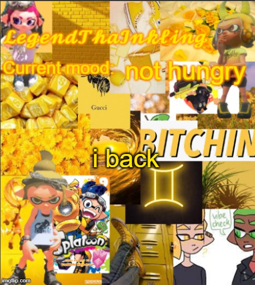 back | not hungry; i back | image tagged in legendthainkling's announcement temp | made w/ Imgflip meme maker