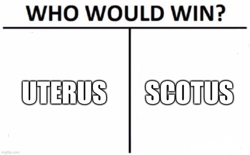 My bad, this question has already been answered | UTERUS; SCOTUS | image tagged in memes,who would win | made w/ Imgflip meme maker