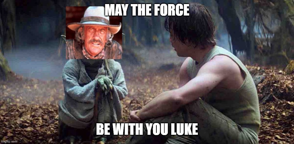 If your old enough you'll get it | MAY THE FORCE; BE WITH YOU LUKE | image tagged in star wars yoda,how the west was won | made w/ Imgflip meme maker