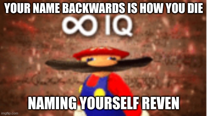 Big brain time |  YOUR NAME BACKWARDS IS HOW YOU DIE; NAMING YOURSELF REVEN | image tagged in infinite iq | made w/ Imgflip meme maker